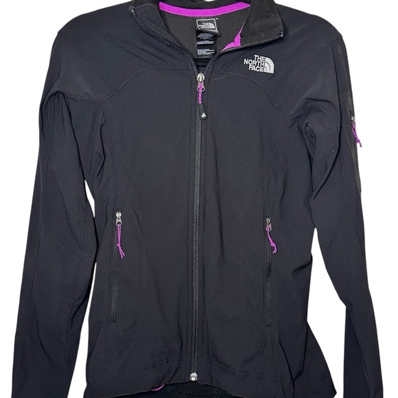 The North Face Black Jacket with Pink Trim - Picture 1 of 7